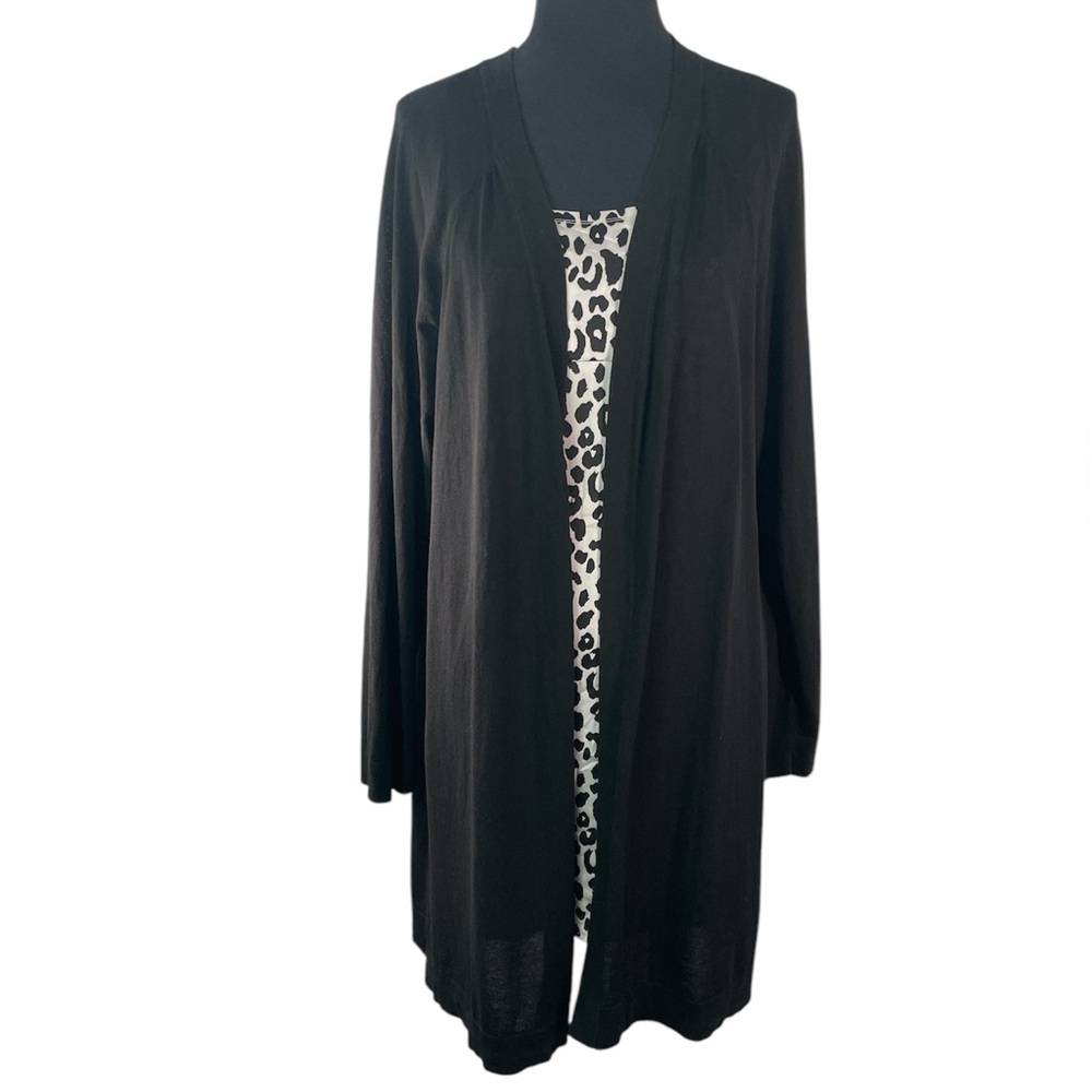 Eileen Fisher Tencel Black lightweight open front minimalist cardigan